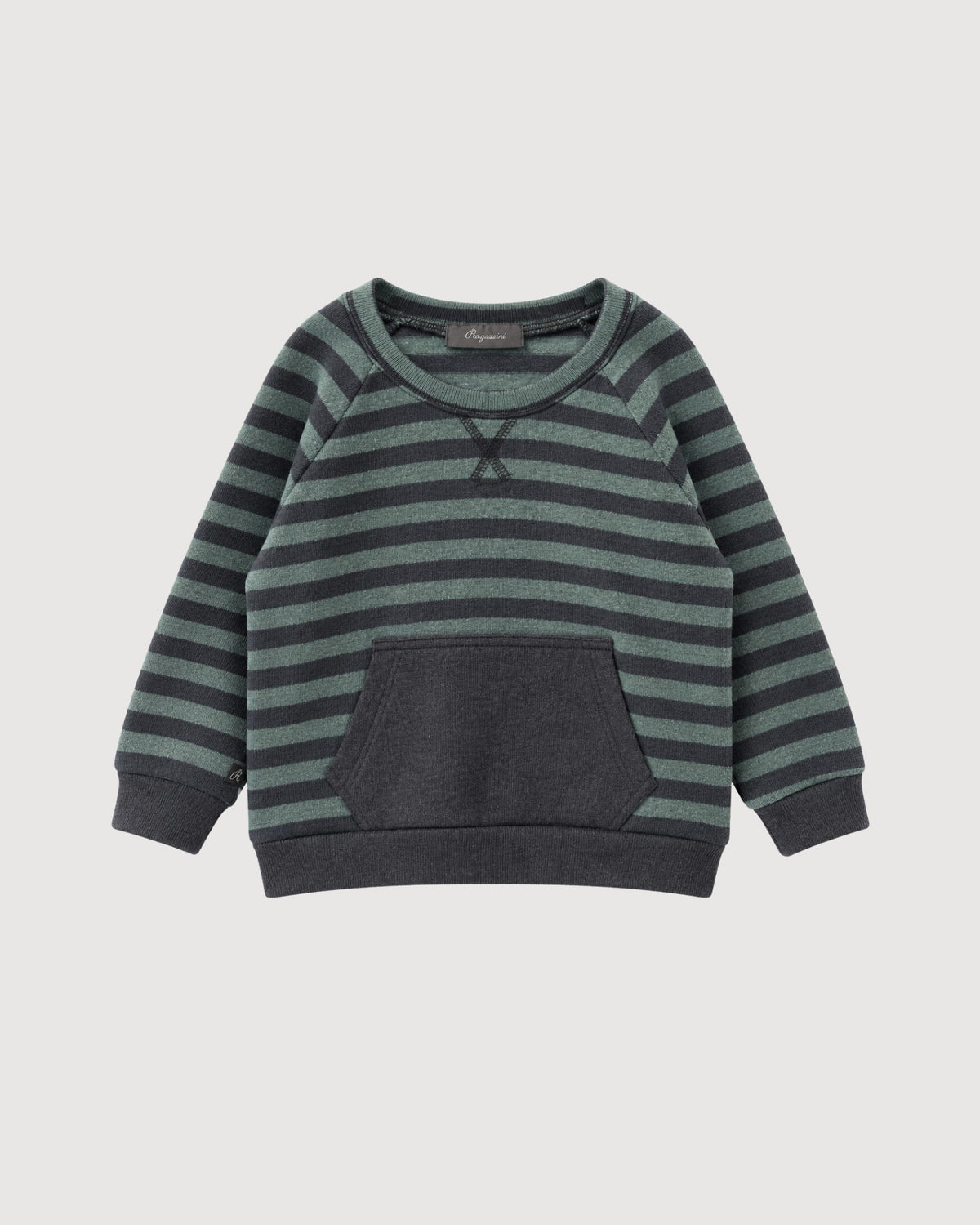 RAGAZZINI | maglia con tasca in felpa-maglia a righe