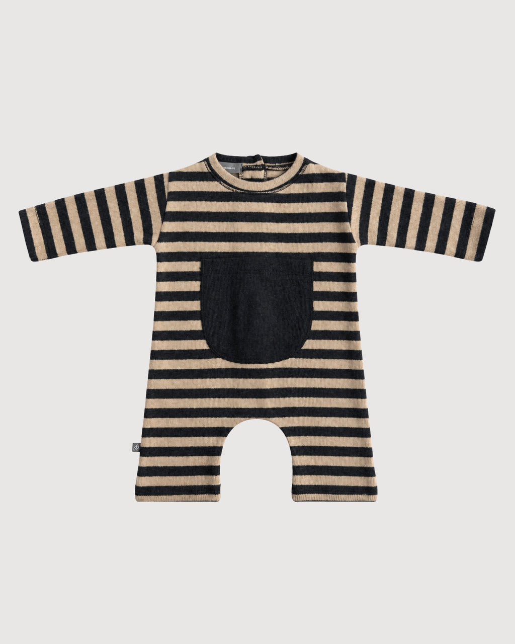 RAGAZZINI | tutina con maxi tasca in felpa-maglia a righe