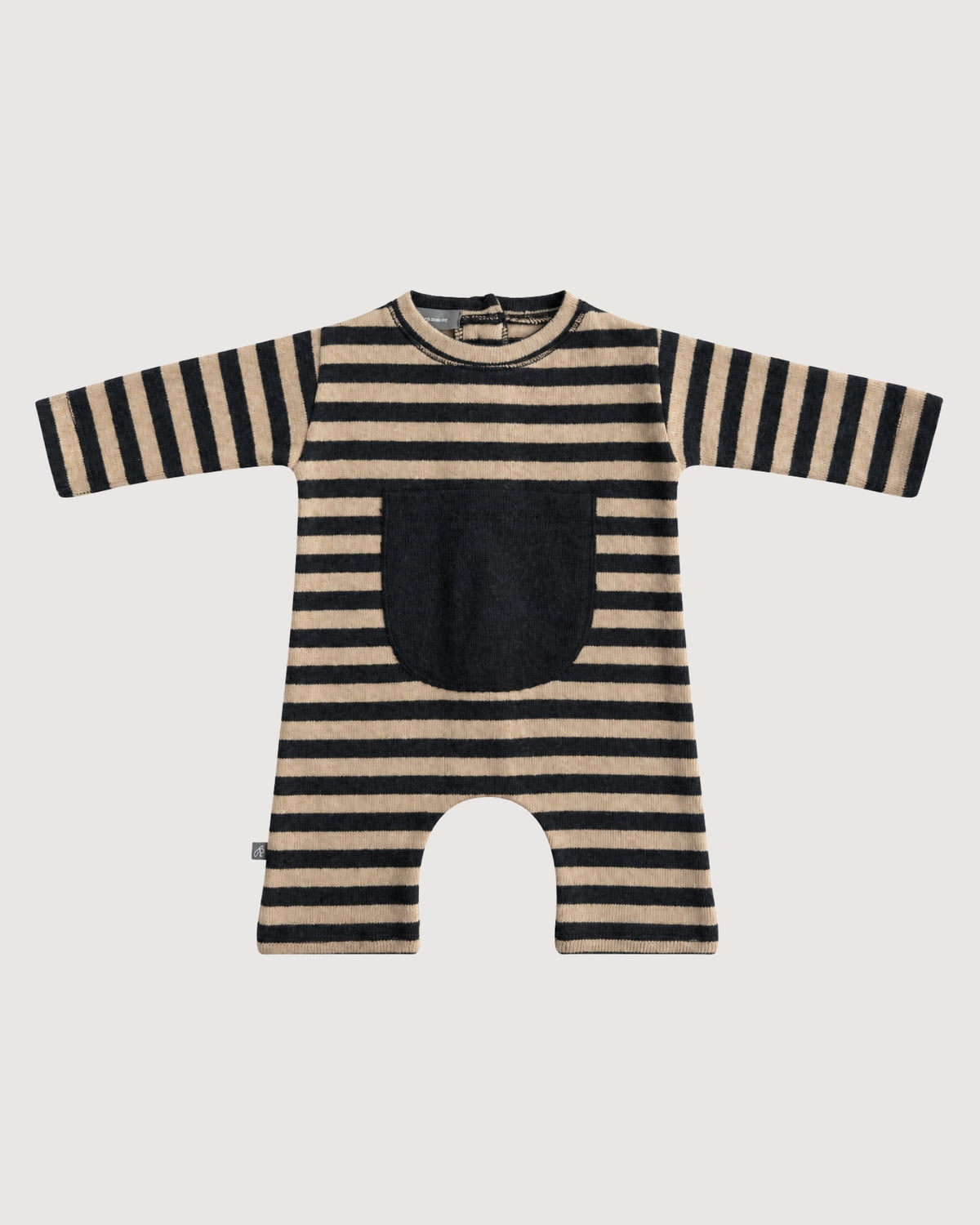 RAGAZZINI | tutina con maxi tasca in felpa-maglia a righe