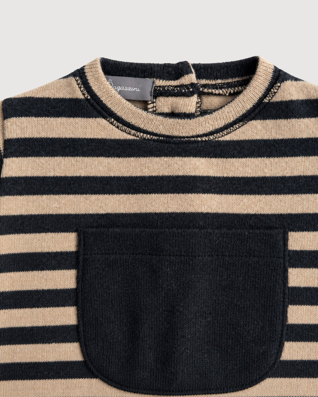 RAGAZZINI | tutina con maxi tasca in felpa-maglia a righe